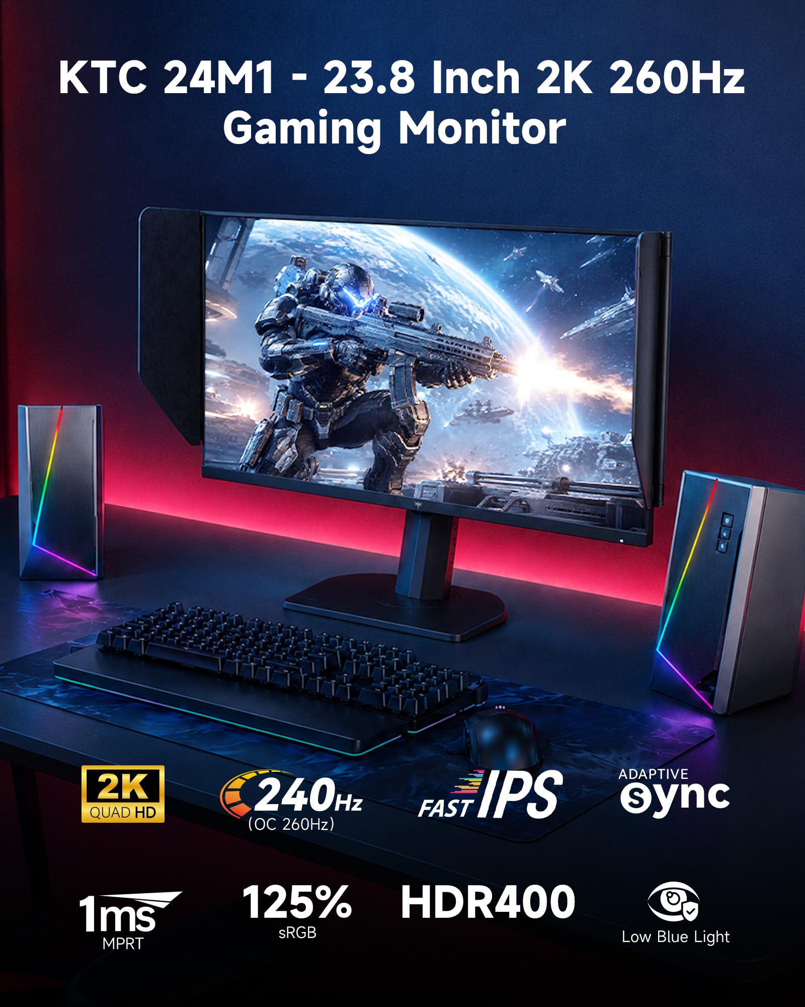 Amazon.com: KTC 24 Inch Gaming Monitor, 2K 240Hz (oc 260Hz